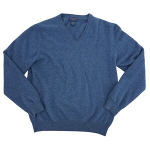 Joseph & Lyman Sweater Mens M Blue 100% Cashmere V-Neck Long Sleeve Knit Preppy